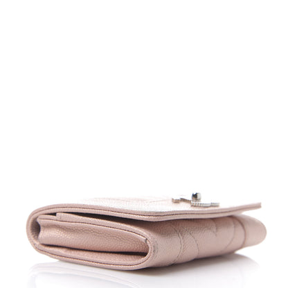 Chanel Metallic Caviar Chevron Quilted Vintage Mademoiselle Flap Card Holder Pink 3 of 8