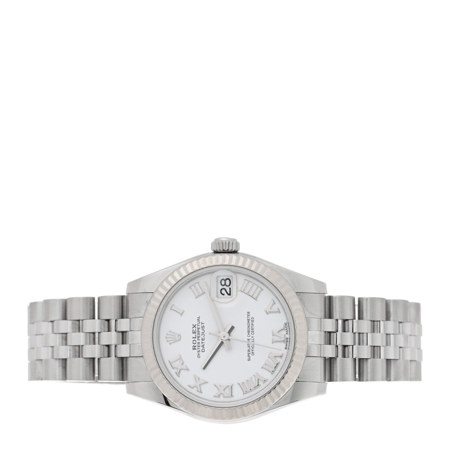 Rolex Stainless Steel 18K White Gold 31mm Oyster Perpetual Datejust Watch White Roman 178274 2 of 5