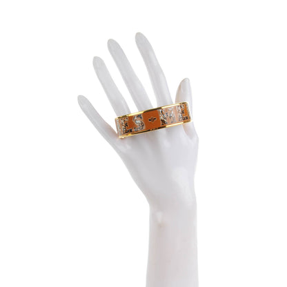 Hermes Enamel Printed Alphabet Russe Wide Bracelet 70 Potiron 2 of 6