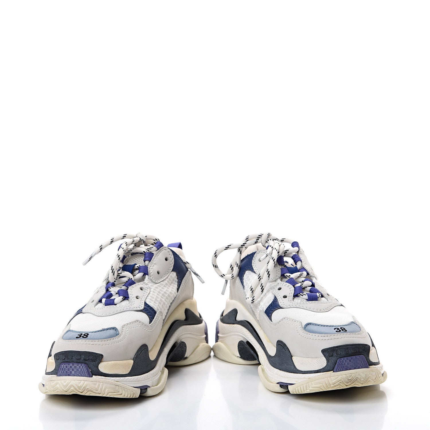 Balenciaga Mesh Nubuck Womens Triple S Sneakers 38 White Bleu Violet 5 of 10