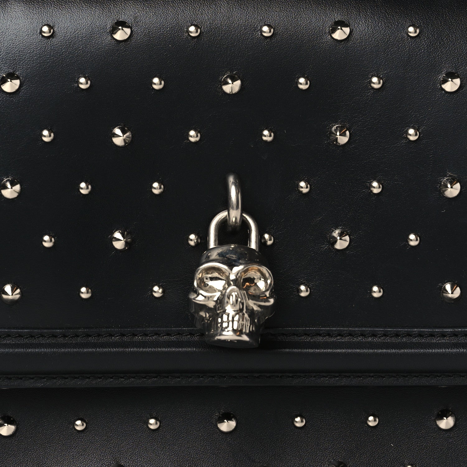 Alexander McQueen Calfskin Studded Small Padlock Crossbody Bag Black 6 of 7