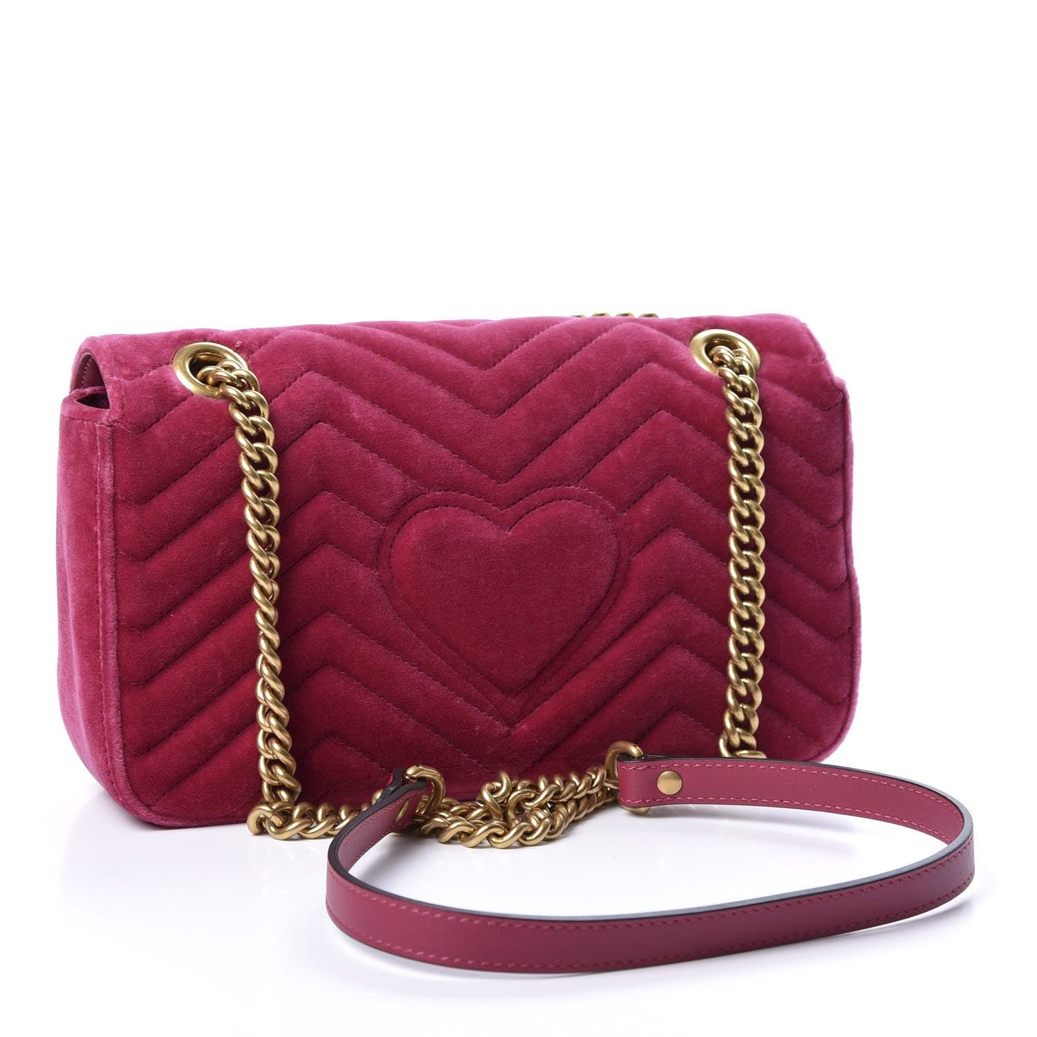 Gucci Velvet Matelasse Small GG Marmont Shoulder Bag Light Raspberry Rose 2 of 9
