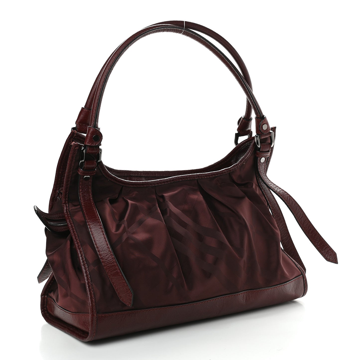 Nylon Check Tote Burgundy