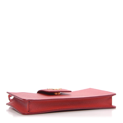 Prada Saffiano Metal Phone Wristlet Crossbody Wallet Rosso 4 of 9