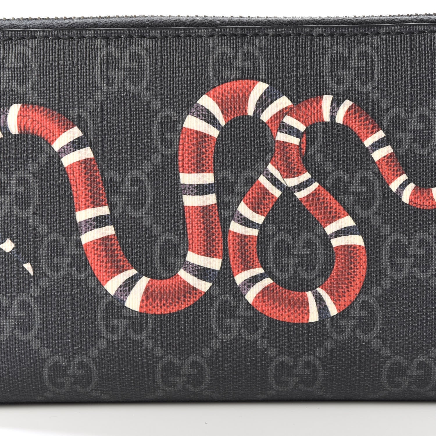 Gucci GG Supreme Monogram Kingsnake Zip Around Wallet Black Grey 7 of 8