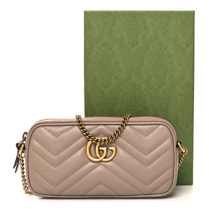 Gucci Calfskin Matelasse Mini GG Marmont Chain Crossbody Bag Porcelain Rose 11 of 11