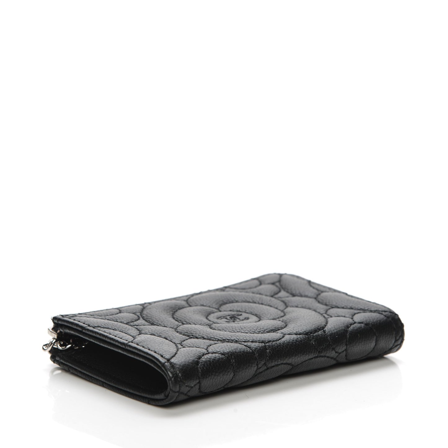 Caviar Camellia Quilted Key Holder Case Black