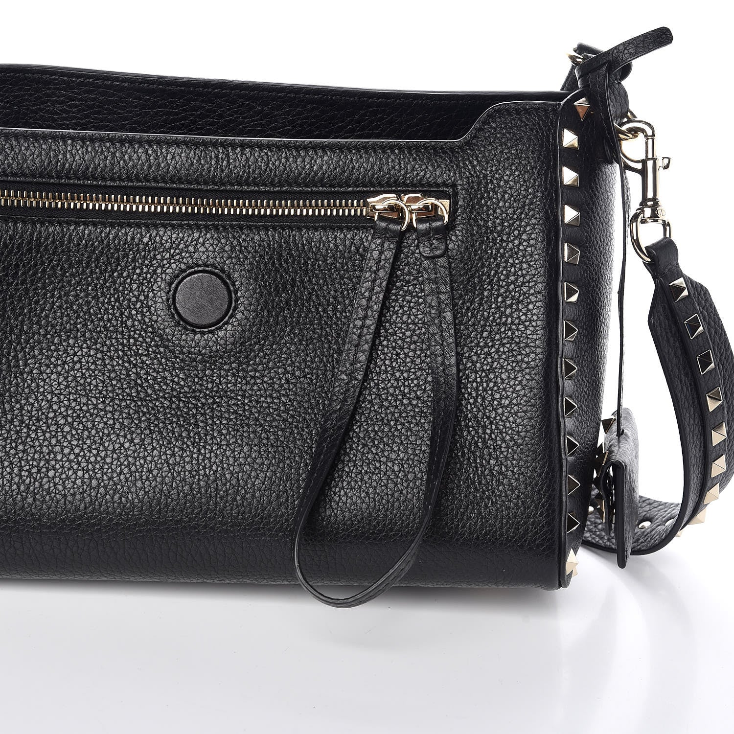 Valentino Garavani Pebbled Calfskin Rockstud Top Handle Shoulder Bag Black 7 of 9