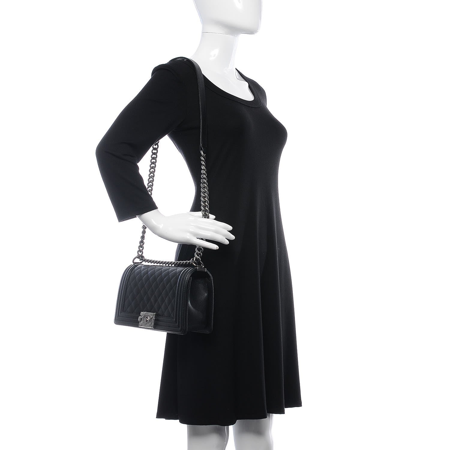 Chanel Caviar Quilted Medium Boy Flap Black 2 of 8