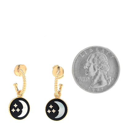 Christian Dior 18K Yellow Gold Diamond Black Onyx Mother of Pearl Rose Celeste Earrings Drop Earrings 2 of 4