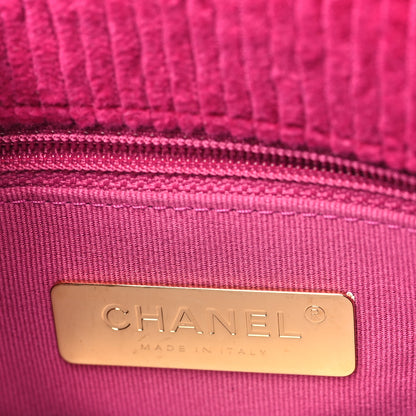 Chanel Corduroy Quilted Medium Chanel 19 Flap Dark Pink 6 of 10