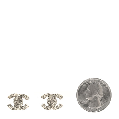 Chanel Crystal Twisted CC Earrings Silver 2 of 5