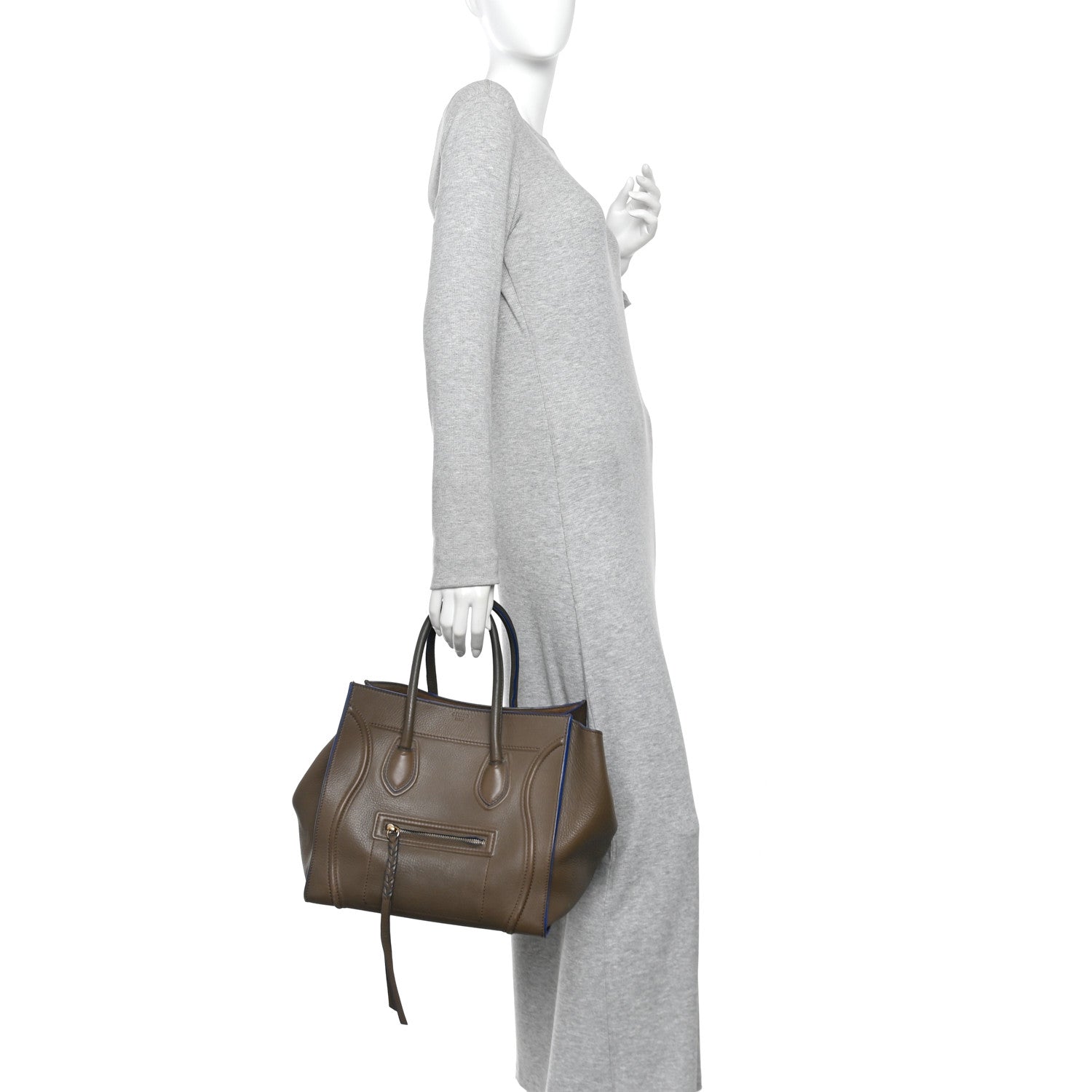 Celine Baby Grained Medium Phantom Luggage Taupe Blue Trim 2 of 10
