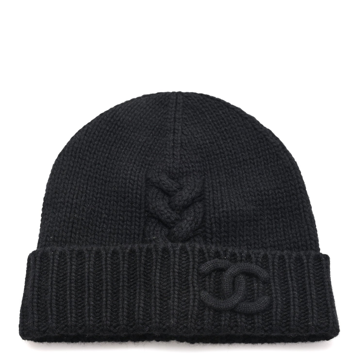 Chanel Cashmere CC Beanie Hat Black 1 of 5