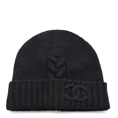 Chanel Cashmere CC Beanie Hat Black 1 of 5