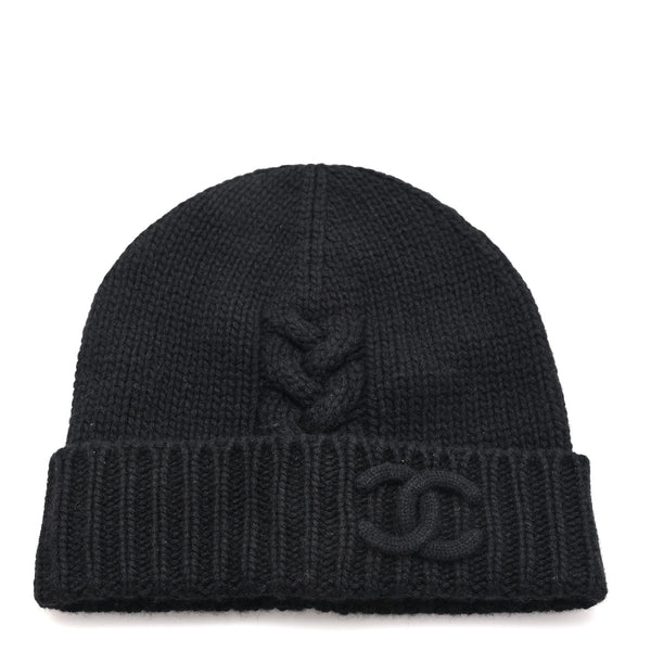 CHANEL 黒 カシミア　ビーニー Chanel Cashmere CC Beanie Hat Black 1866912 – FASHIONPHILE