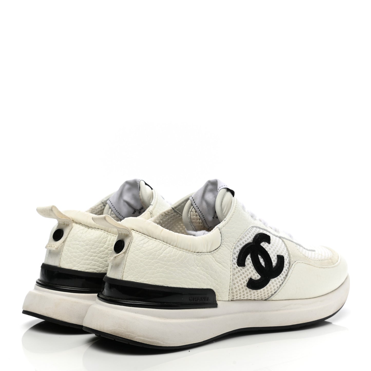 Calfskin Mesh Lycra Suede Womens Logo Sneakers 39 White