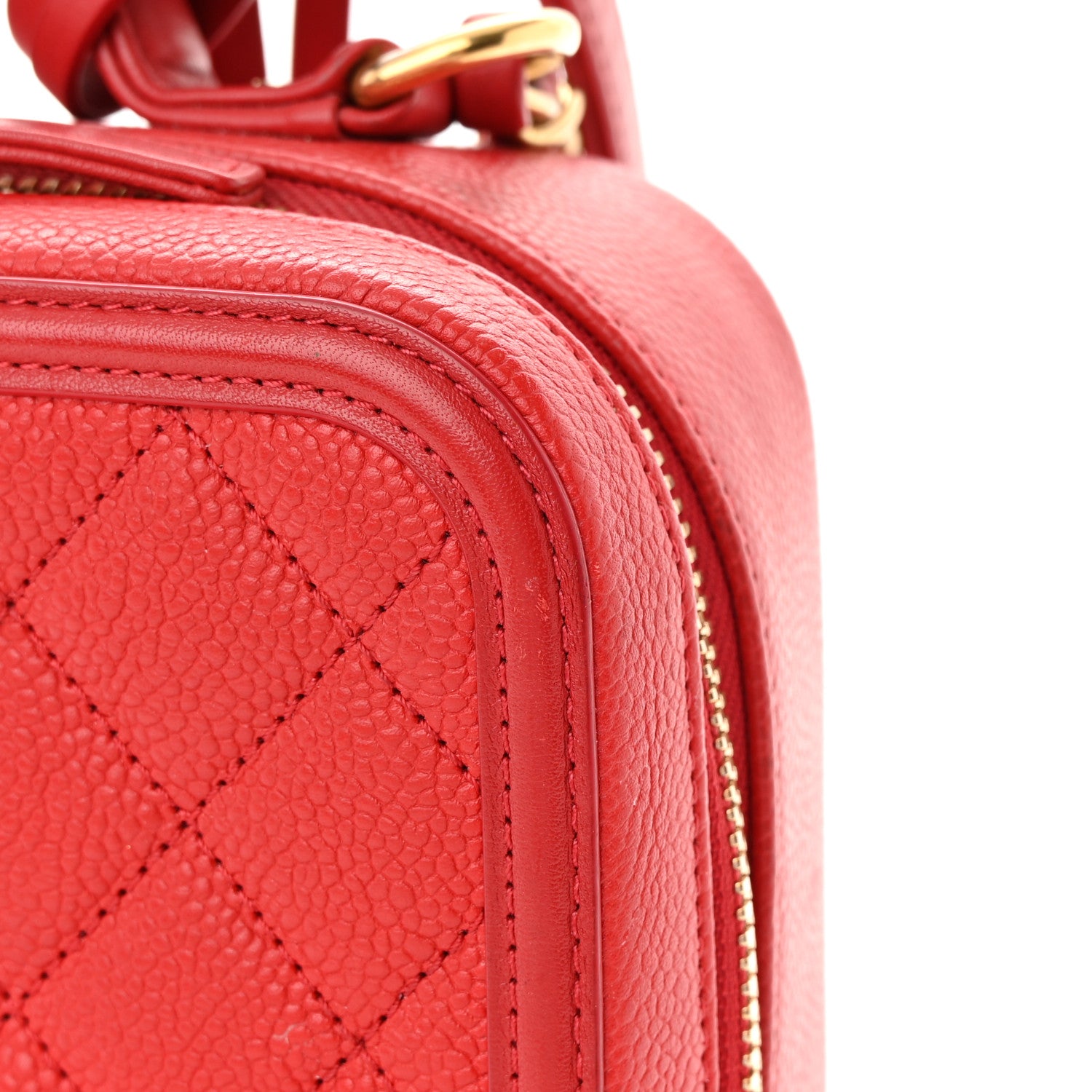 Chanel Caviar Quilted Medium CC Filigree Vanity Case Red 16 of 17
