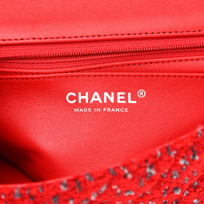 Chanel Tweed Quilted Mini Rectangular Flap Red Grey 6 of 10