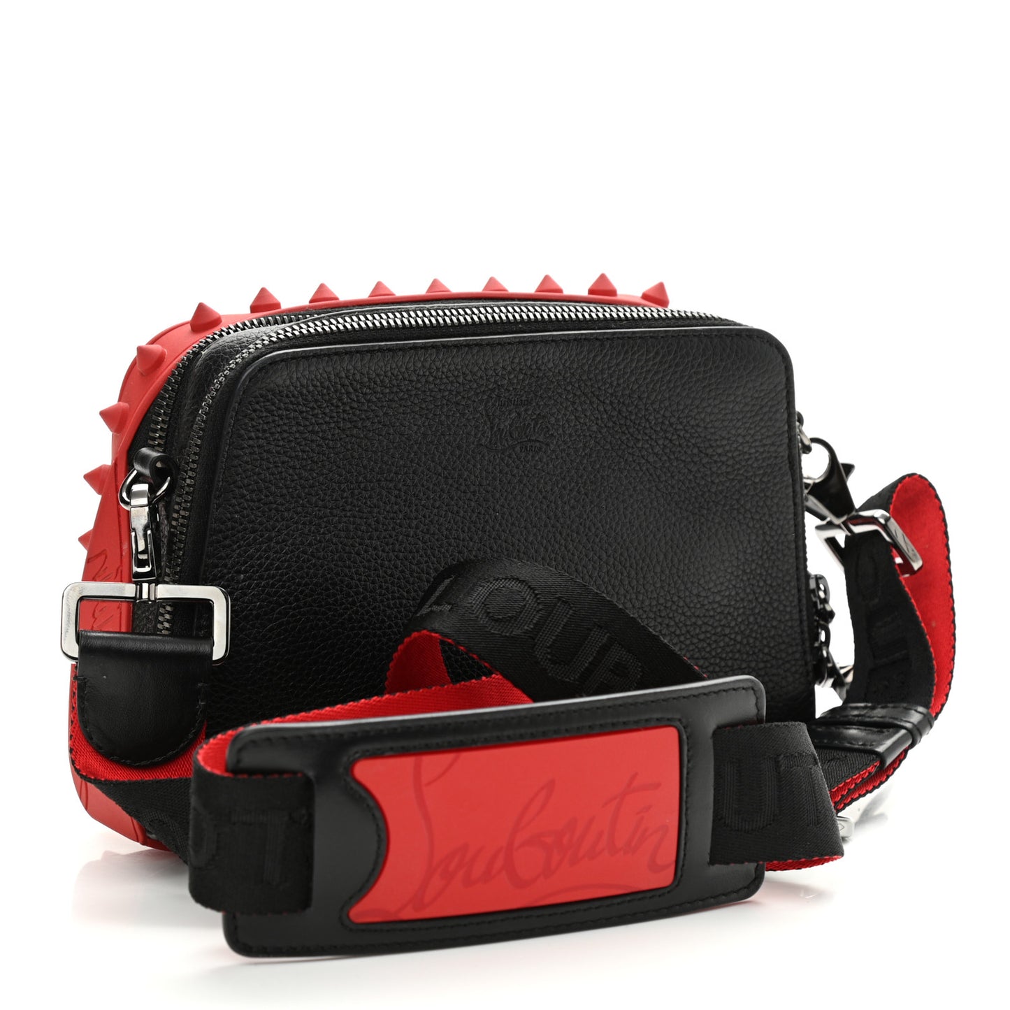 Empire Calfskin Gomme Spikes Loubitown Crossbody Loubi Black