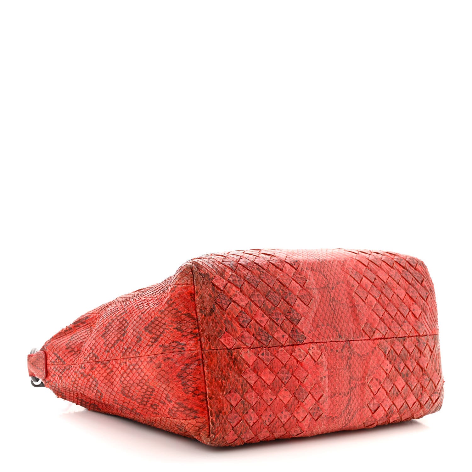 Bottega Veneta Snakeskin Intrecciato Small Shoulder Bag Red Multicolor 4 of 10
