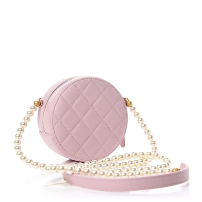 Chanel Calfskin Quilted Pearl Round Clutch With Chain Light Pink 3 of 11