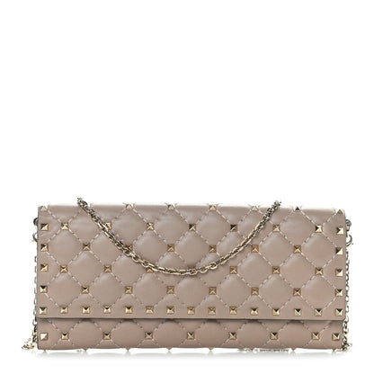 Valentino Garavani Nappa Rockstud Spike Flap Wallet on Chain Poudre 1 of 10