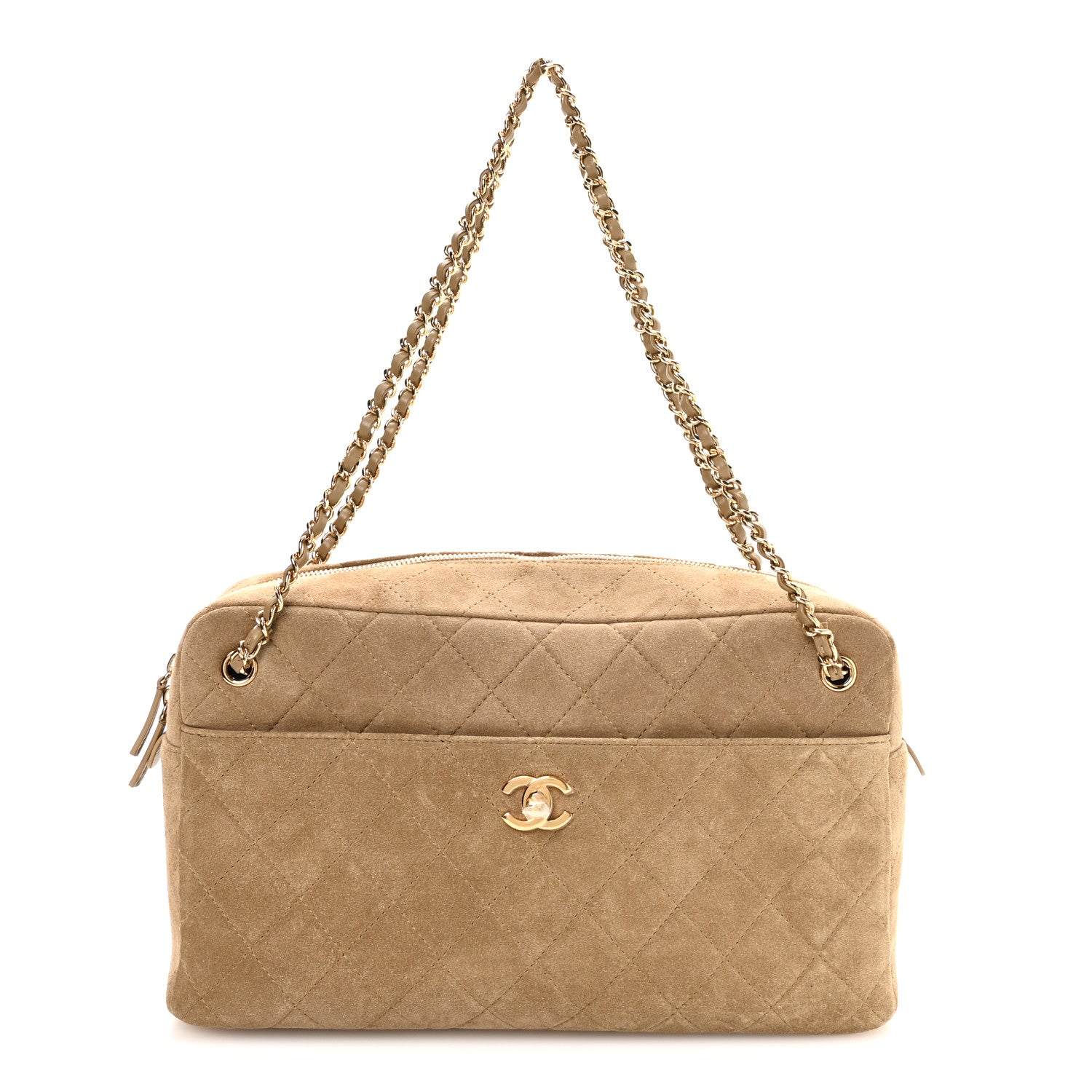 Chanel Suede Calfskin Quilted Camerissimo Case Beige 1 of 11