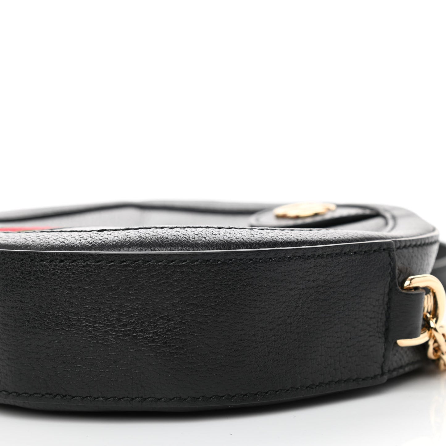 Grained Calfskin Web Mini Ophidia Round Shoulder Bag Black