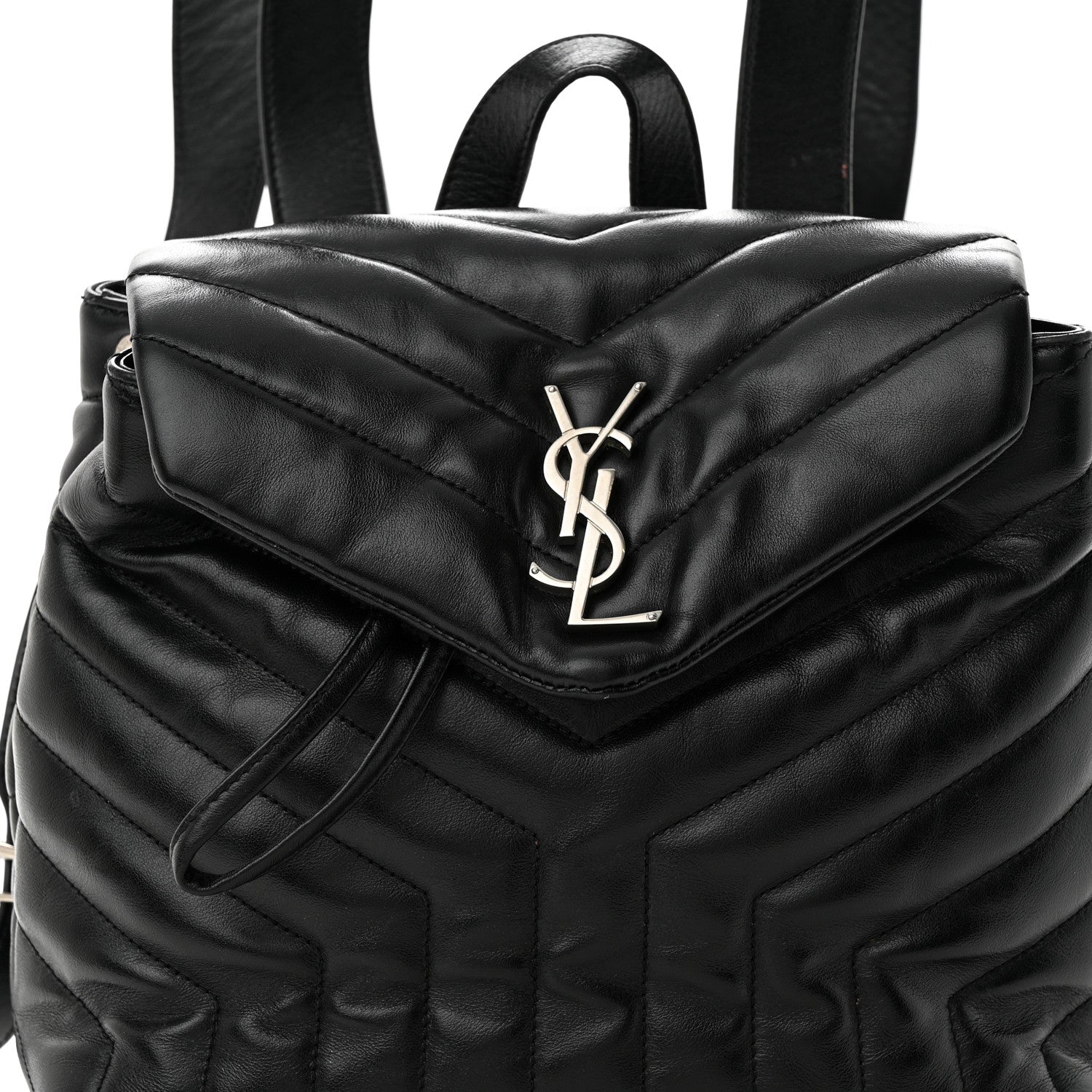 Saint Laurent SAINT LAURENT Calfskin Y Quilted Monogram Small Loulou Backpack Black 8 of 13