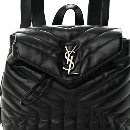 Saint Laurent SAINT LAURENT Calfskin Y Quilted Monogram Small Loulou Backpack Black 8 of 13