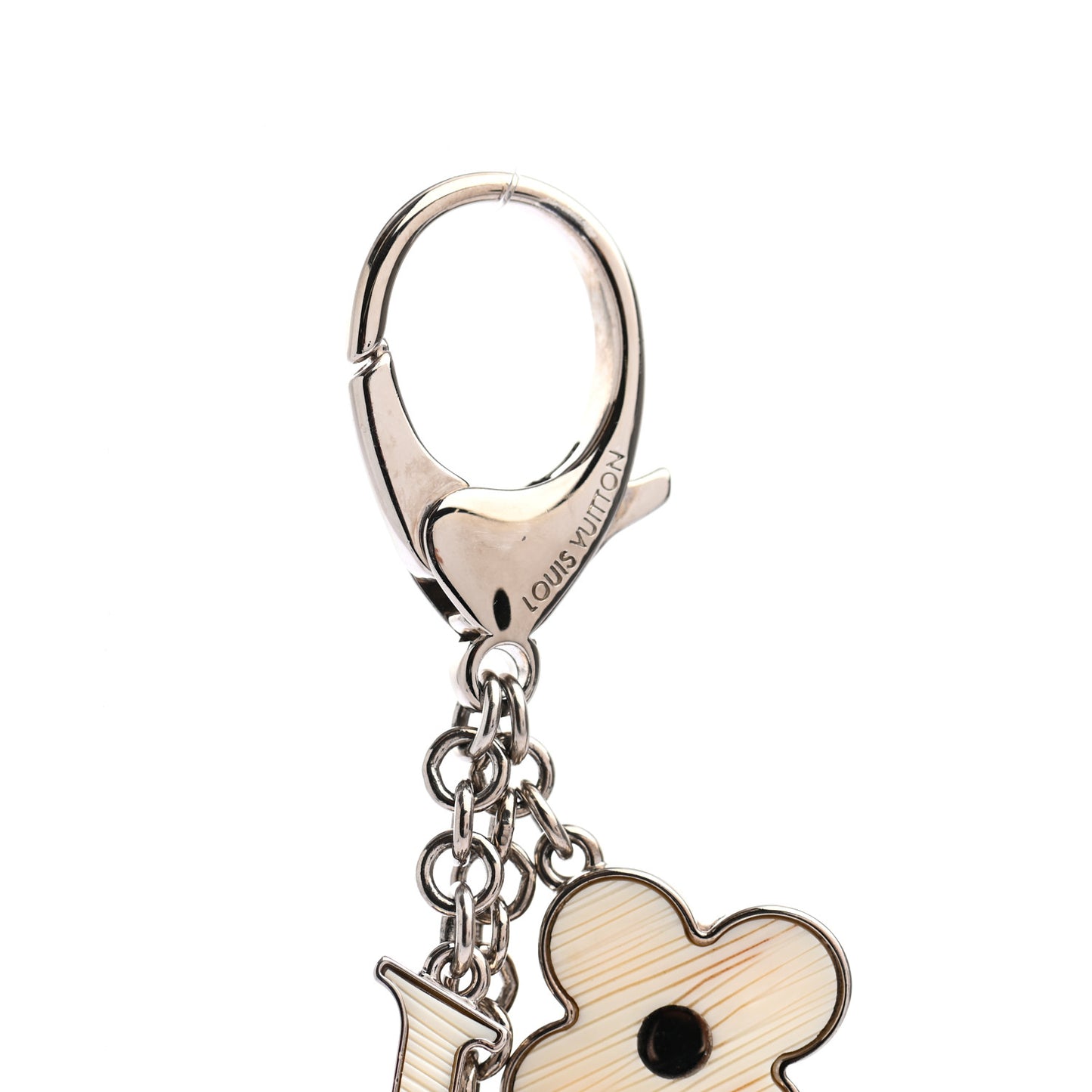 Fleur De Monogram Bag Charm Silver