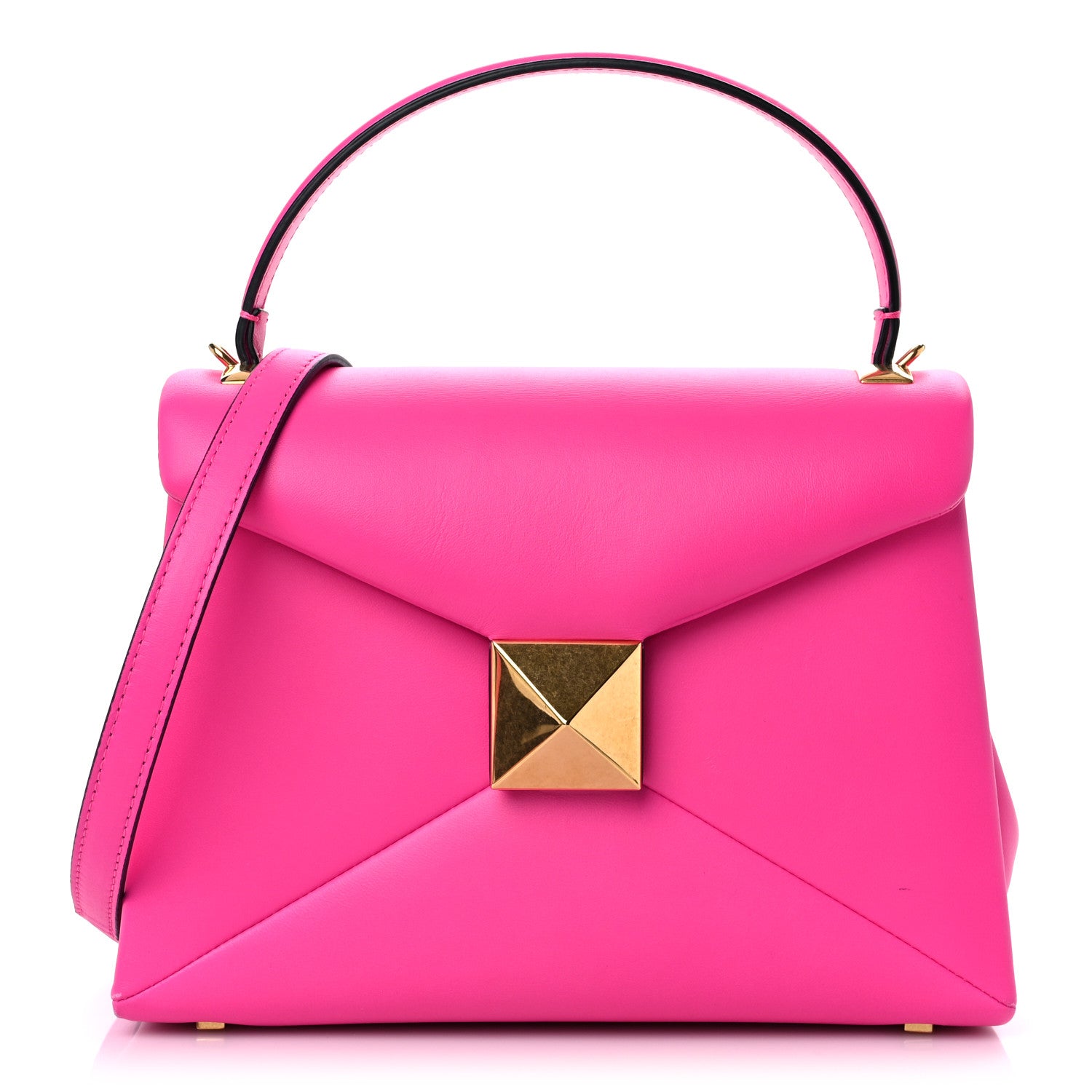 VALENTINO GARAVANI Nappa Small One Top Handle Bag in siz Stud in the color Pink PP by FASHIONPHILE