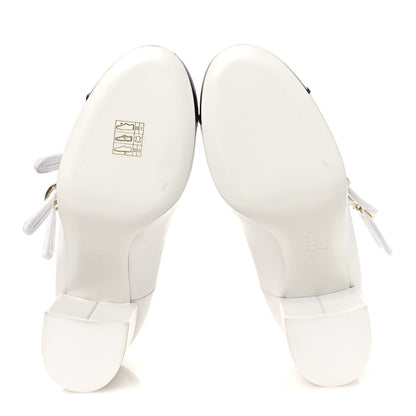 Chanel Lambskin Metal Mary Jane Pumps 37 White Black 7 of 11