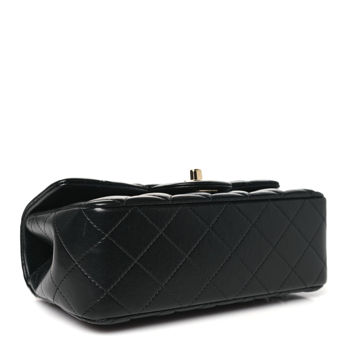 Lambskin Quilted Mini Top Handle Rectangular Flap Black