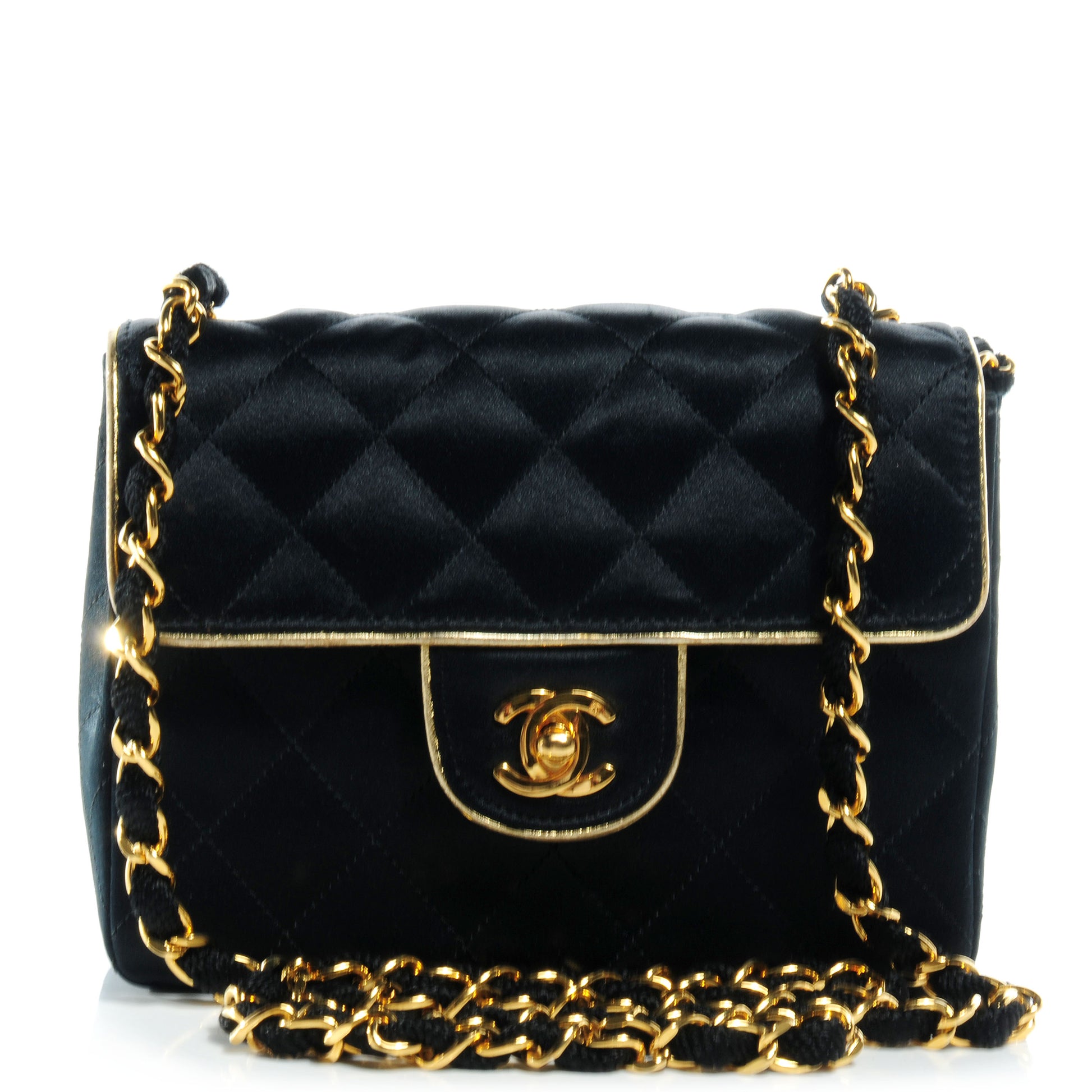 Chanel Satin Quilted Mini Flap Black Gold 1 of 8