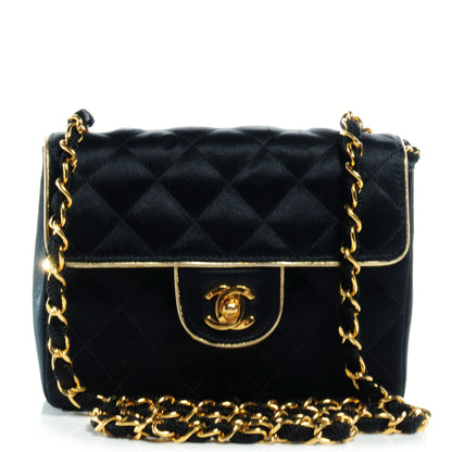 Chanel Satin Quilted Mini Flap Black Gold 1 of 8