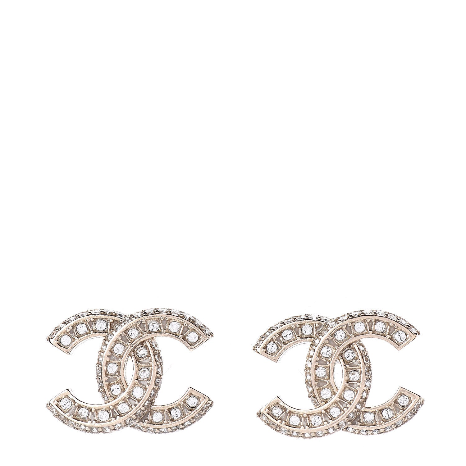 Chanel Crystal CC Earrings Gold 1 of 5