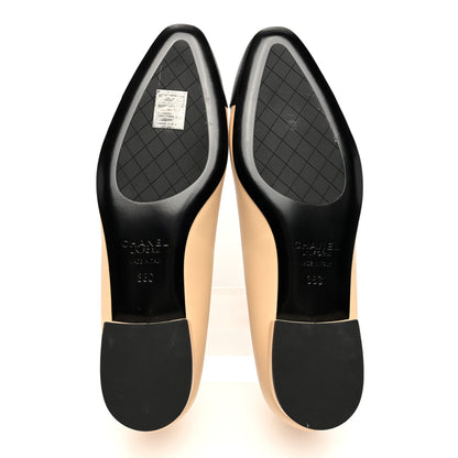 Chanel Lambskin Cap Toe CC Uniform Ballerina Flats 38 Beige Black 5 of 7