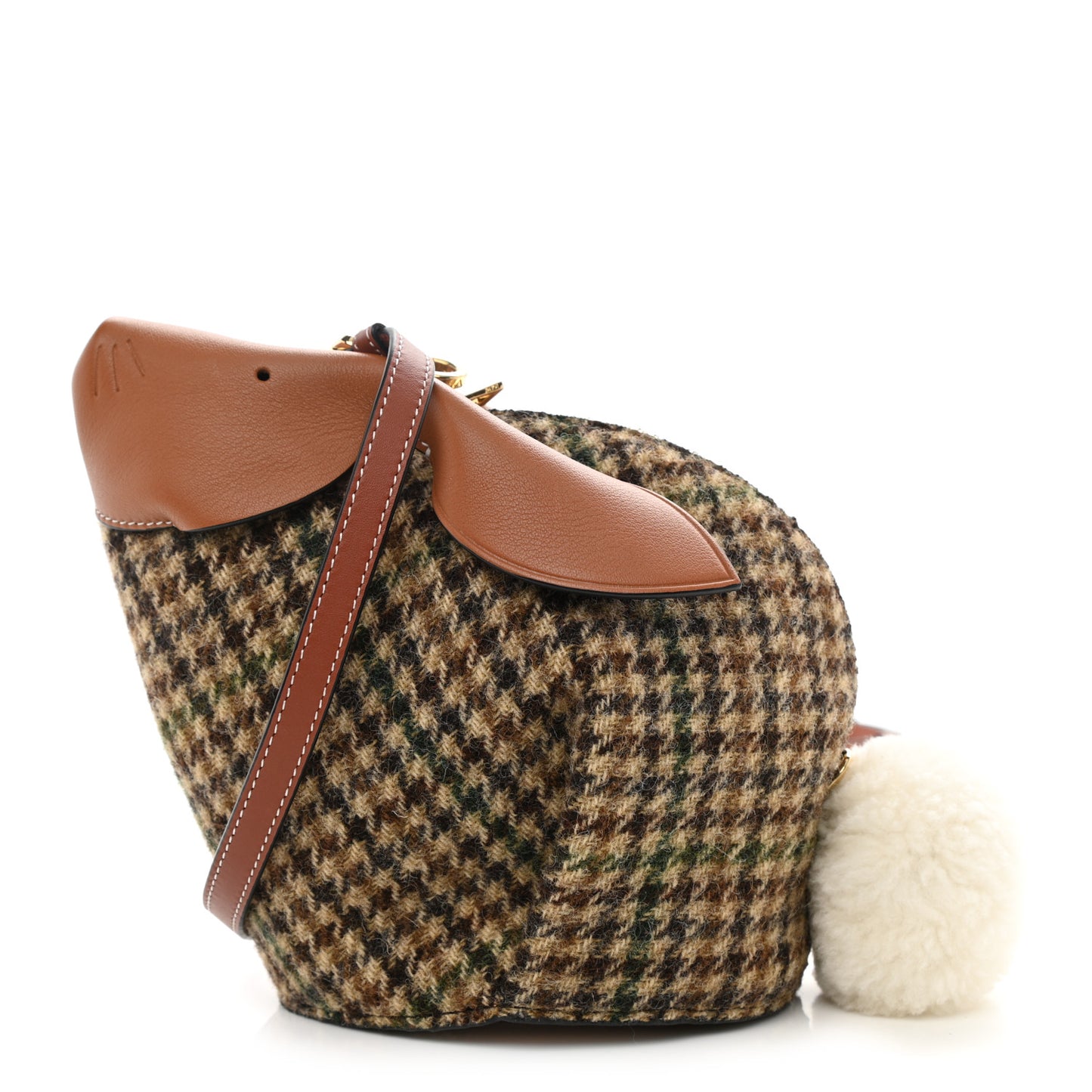 Tweed Mini Bunny Crossbody Bag Cypress Tan