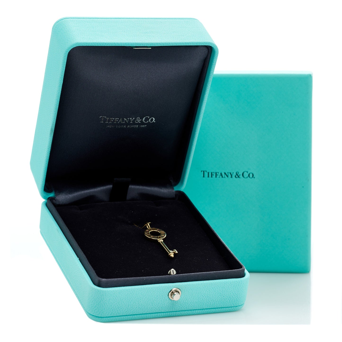 18K Rose Gold Ruby Atlas Pierced Key Pendant