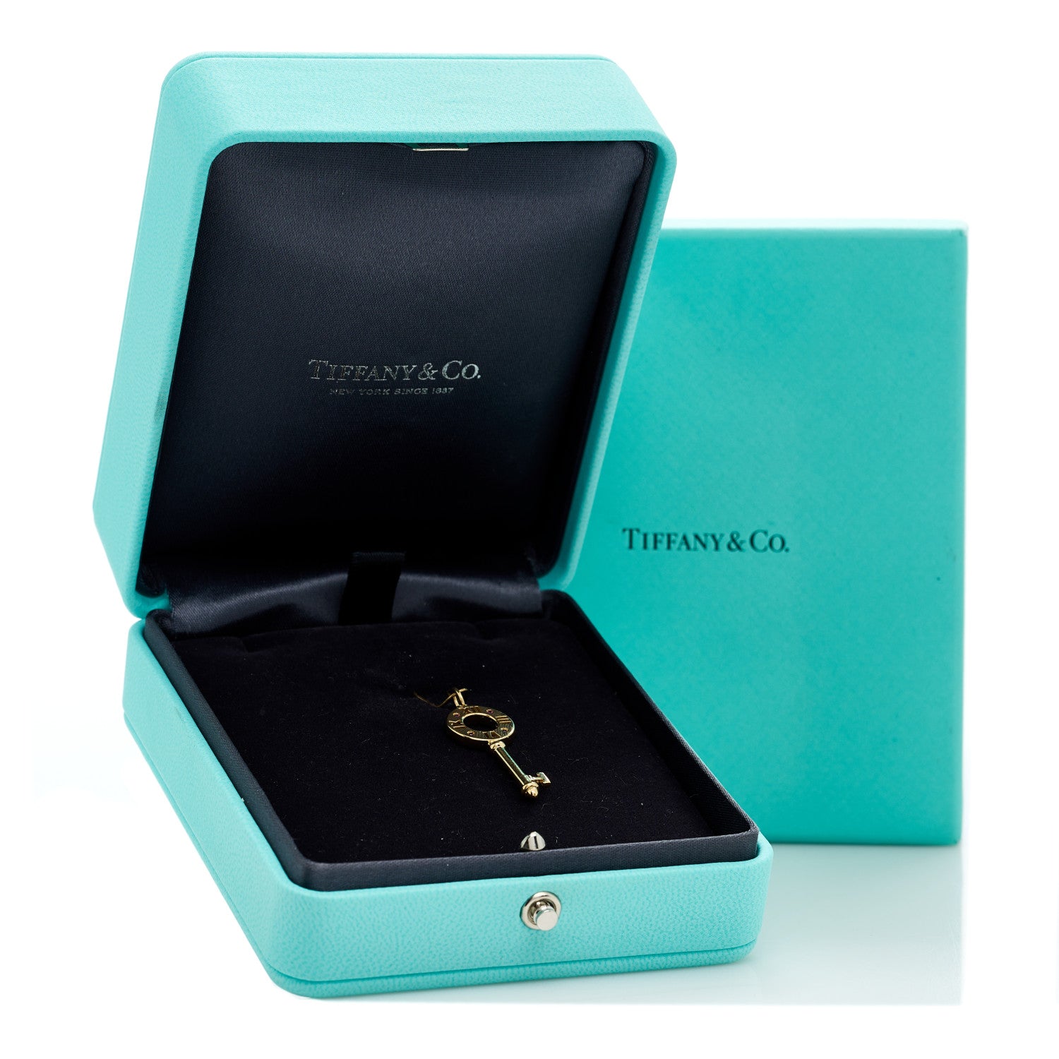 Tiffany 18K Rose Gold Ruby Atlas Pierced Key Pendant 5 of 5