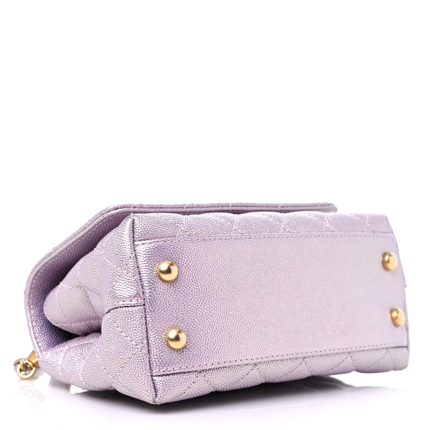 Iridescent Caviar Quilted Extra Mini Coco Handle Flap Purple