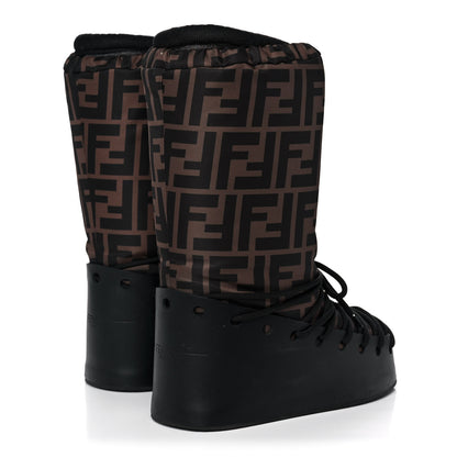 Fendi Nylon Rubber FF Moon Boots 39 Tobacco Black 4 of 13