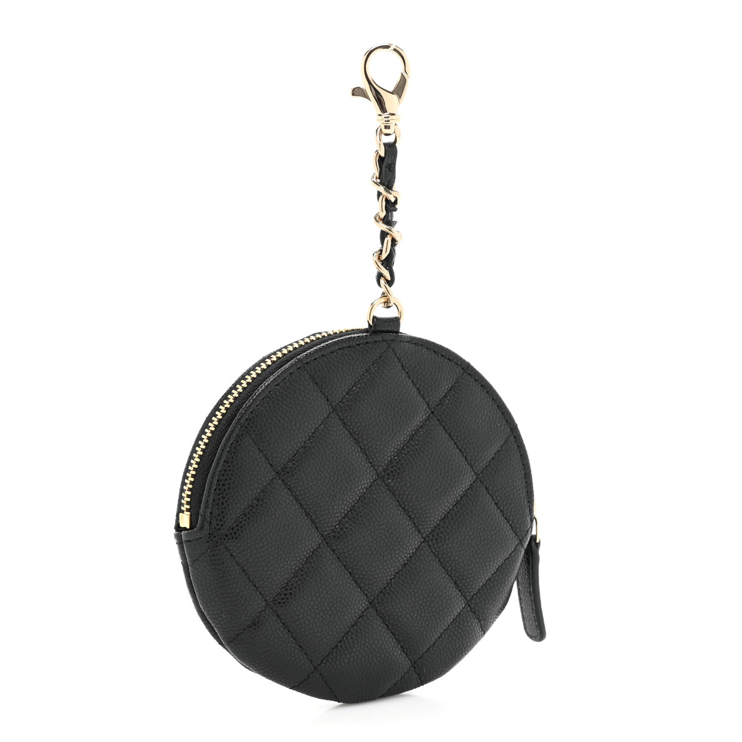 Chanel Caviar Quilted Round Clip On Coin Purse Black 3 of 10