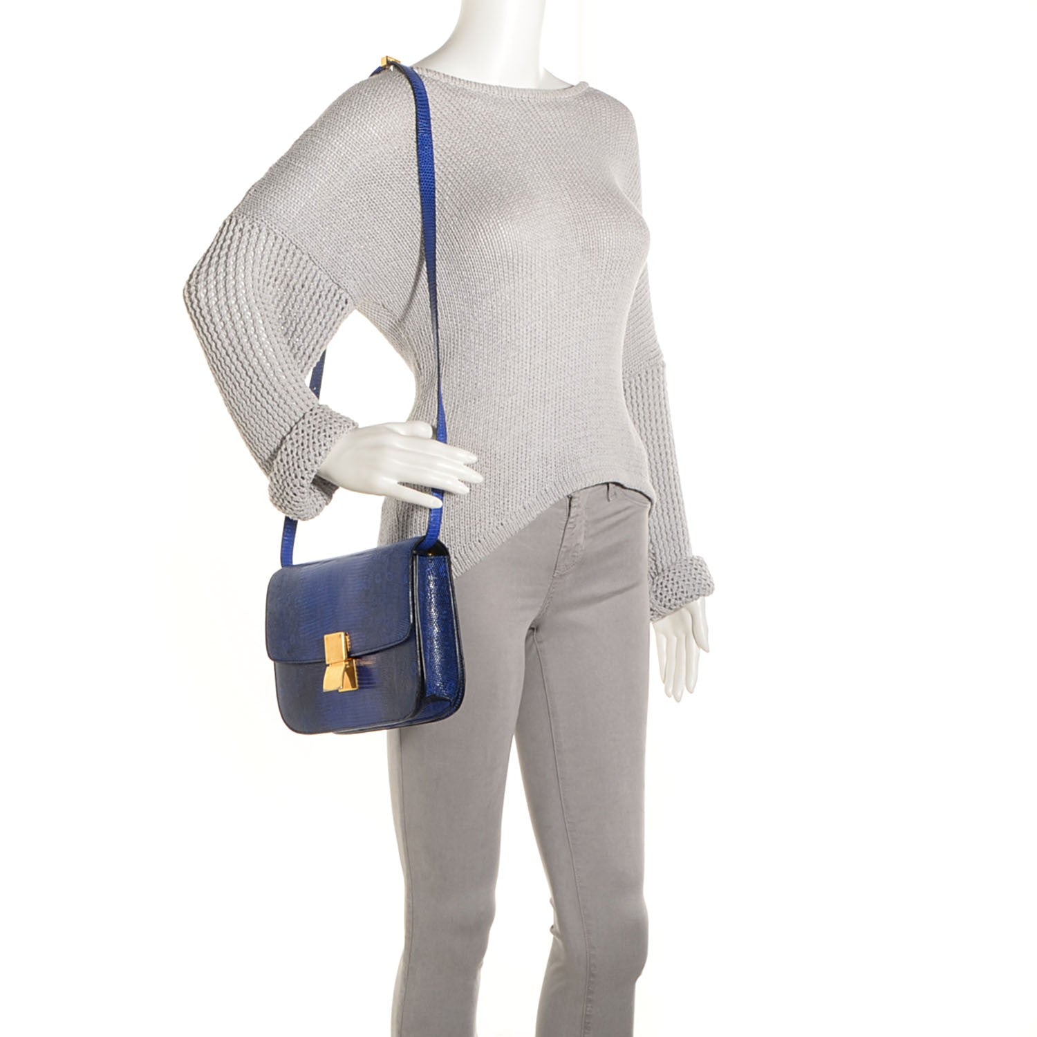 Celine Lizard Medium Classic Box Flap Bag Indigo 2 of 7