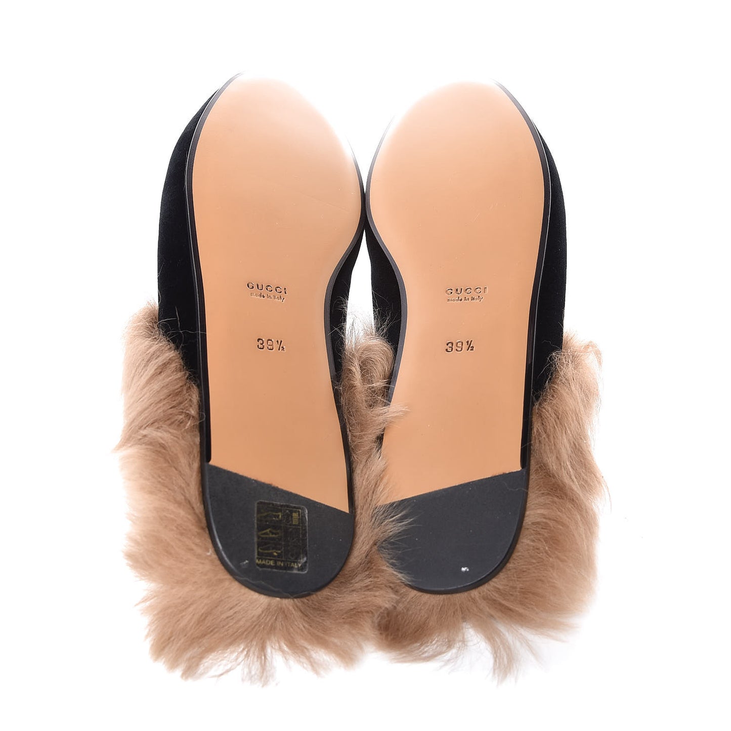 Velvet Fur Womens Princetown Slippers 39.5 Black