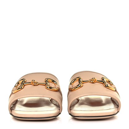 Gucci Nappa Horsebit Flat Slide Sandals 38.5 Skin Rose 2 of 10