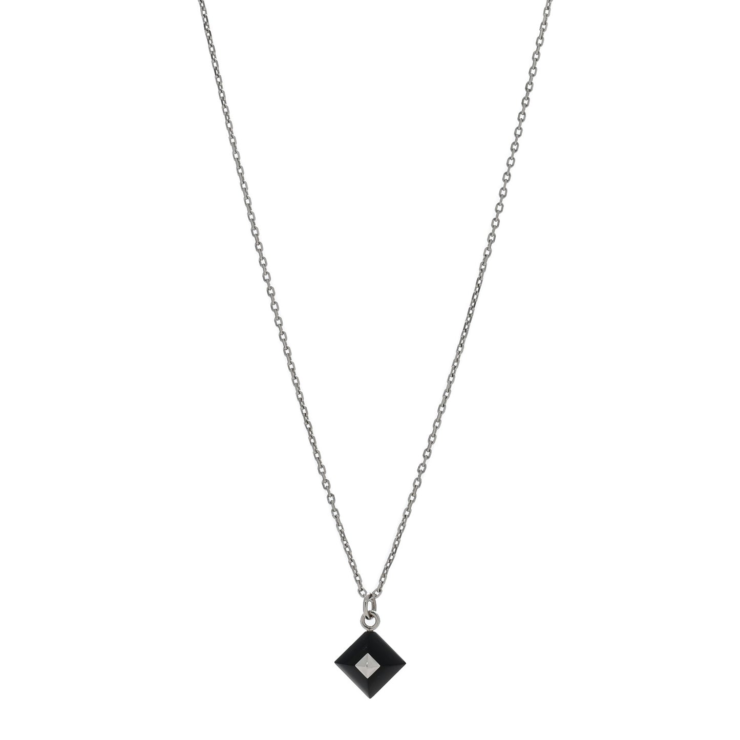 Palladium Plated Medor Folk Pendant Necklace Black