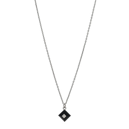 Hermes Palladium Plated Medor Folk Pendant Necklace Black 1 of 5